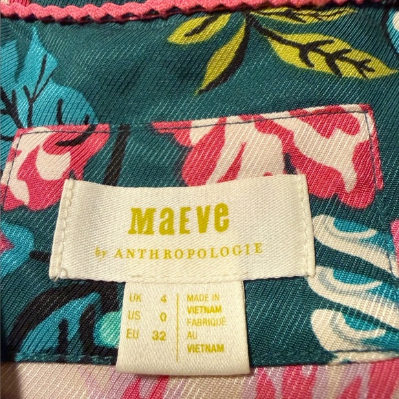 Anthropologie Maeve Green Floral & Bird Print Button-Front Midi Dress Wrap - Picture 13 of 15